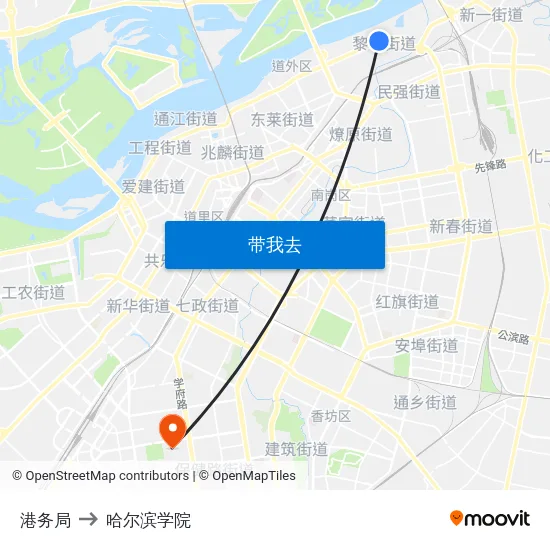 港务局 to 哈尔滨学院 map