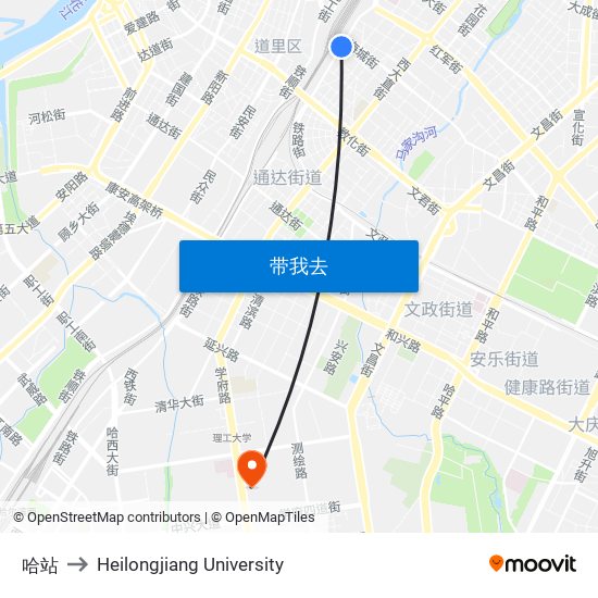 哈站 to Heilongjiang University map