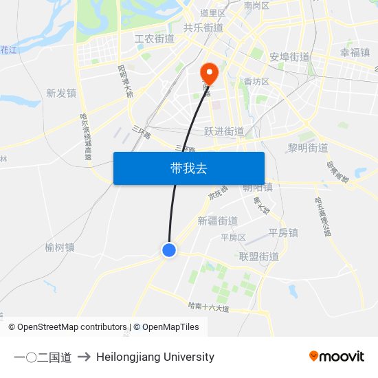 一〇二国道 to Heilongjiang University map