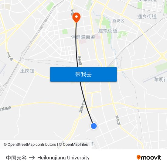 中国云谷 to Heilongjiang University map