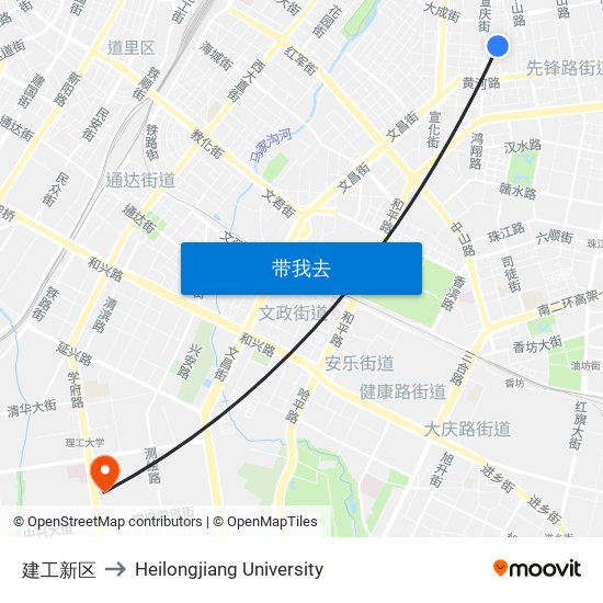 建工新区 to Heilongjiang University map