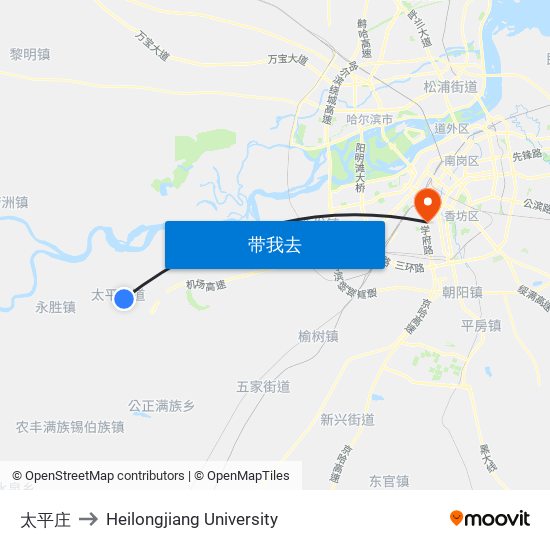 太平庄 to Heilongjiang University map