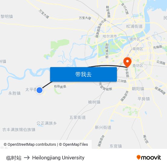 临时站 to Heilongjiang University map