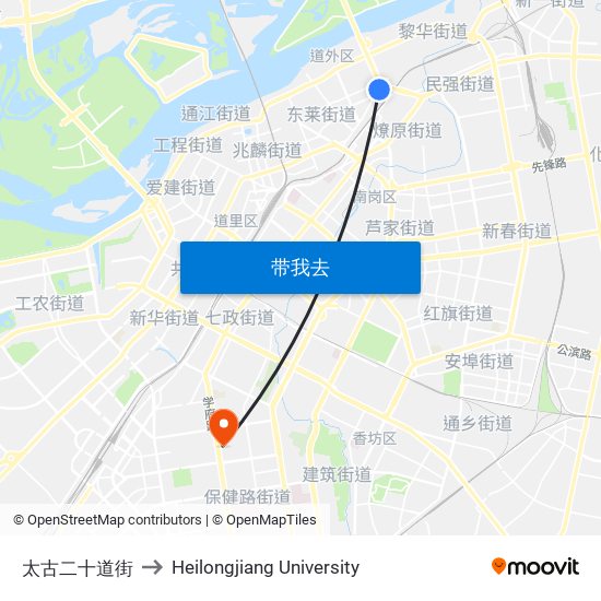 太古二十道街 to Heilongjiang University map