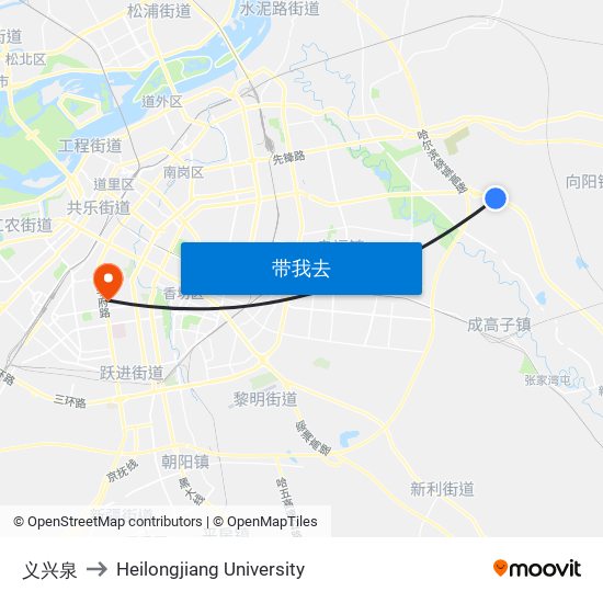 义兴泉 to Heilongjiang University map