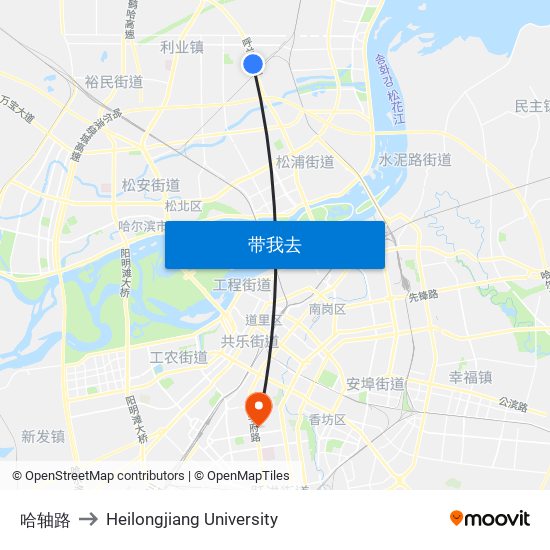 哈轴路 to Heilongjiang University map