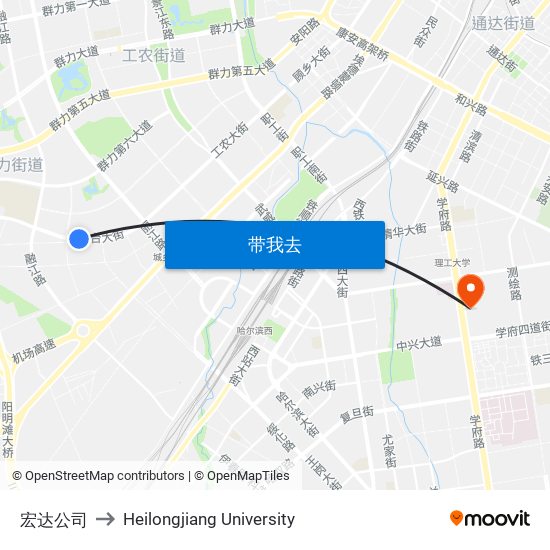 宏达公司 to Heilongjiang University map