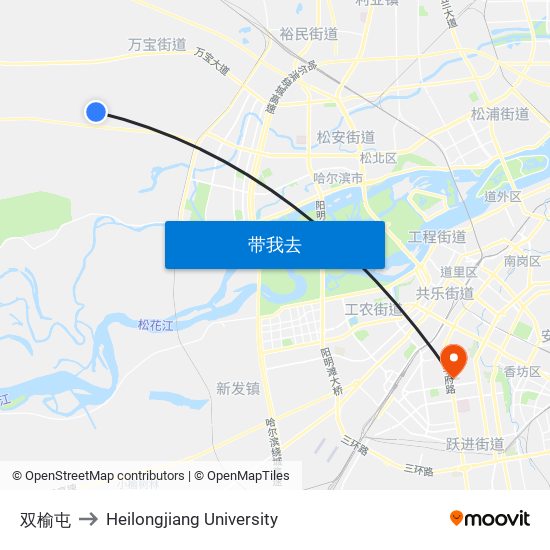 双榆屯 to Heilongjiang University map