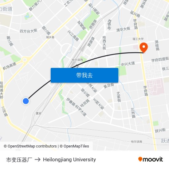 市变压器厂 to Heilongjiang University map