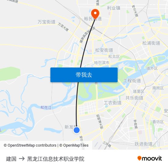 建国 to 黑龙江信息技术职业学院 map