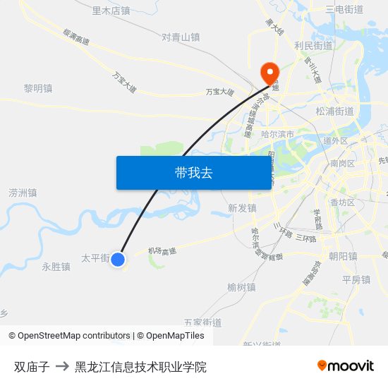 双庙子 to 黑龙江信息技术职业学院 map