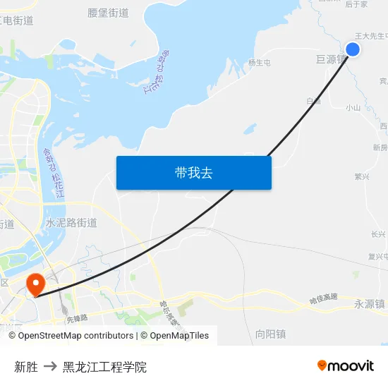 新胜 to 黑龙江工程学院 map