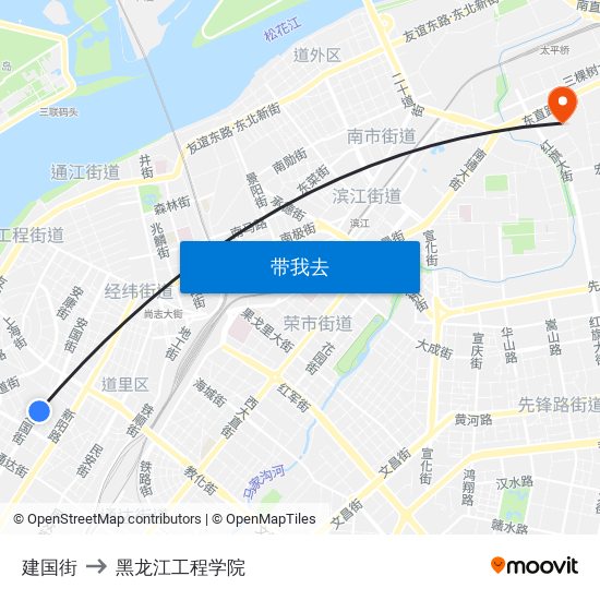 建国街 to 黑龙江工程学院 map