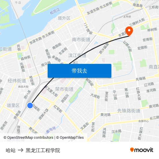 哈站 to 黑龙江工程学院 map