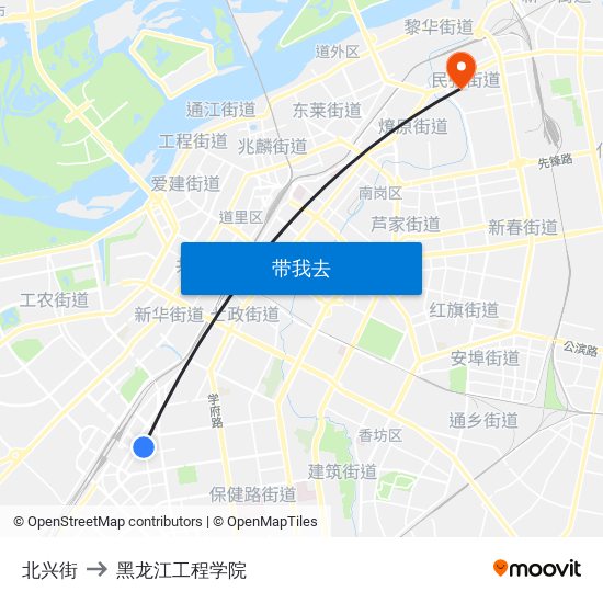 北兴街 to 黑龙江工程学院 map