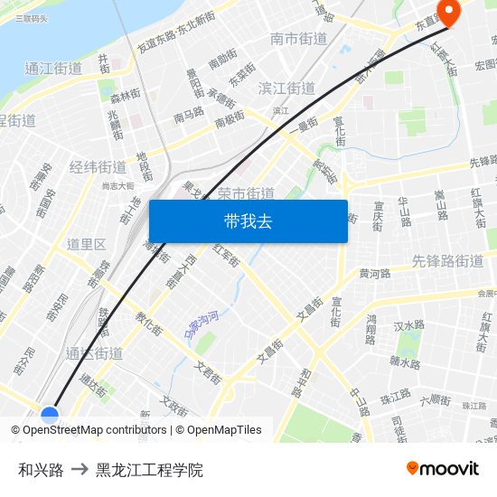 和兴路 to 黑龙江工程学院 map