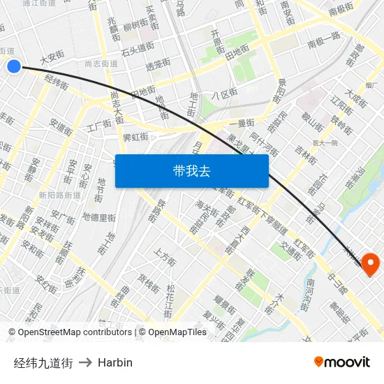 经纬九道街 to Harbin map
