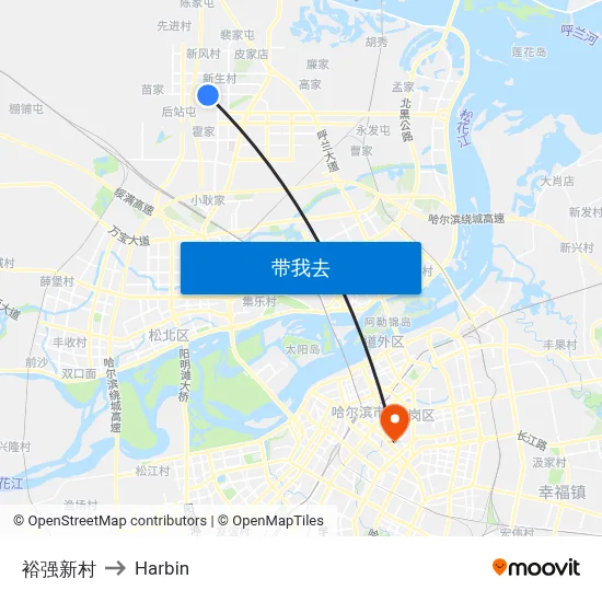 裕强新村 to Harbin map