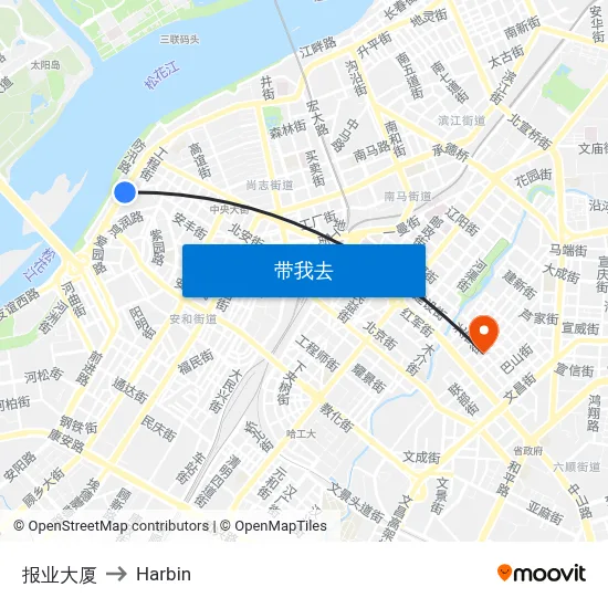报业大厦 to Harbin map