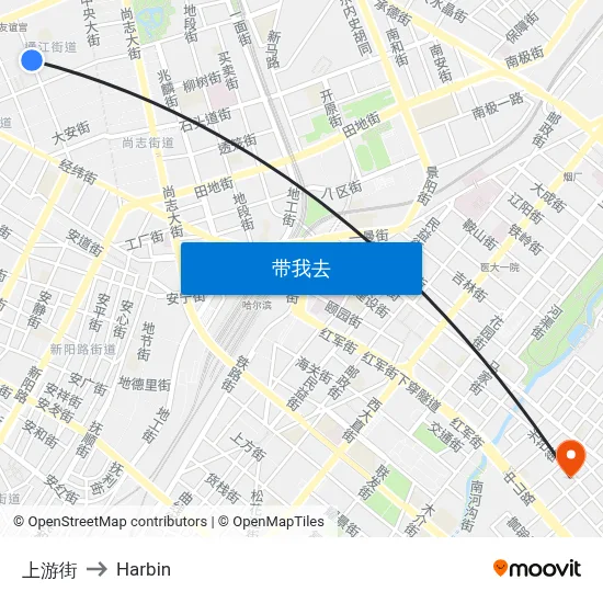 上游街 to Harbin map