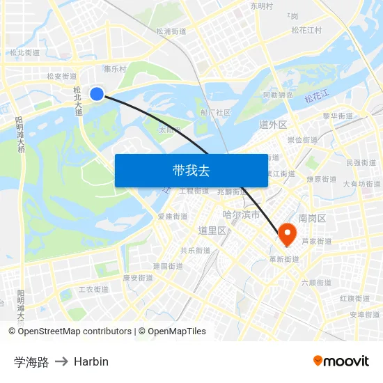学海路 to Harbin map