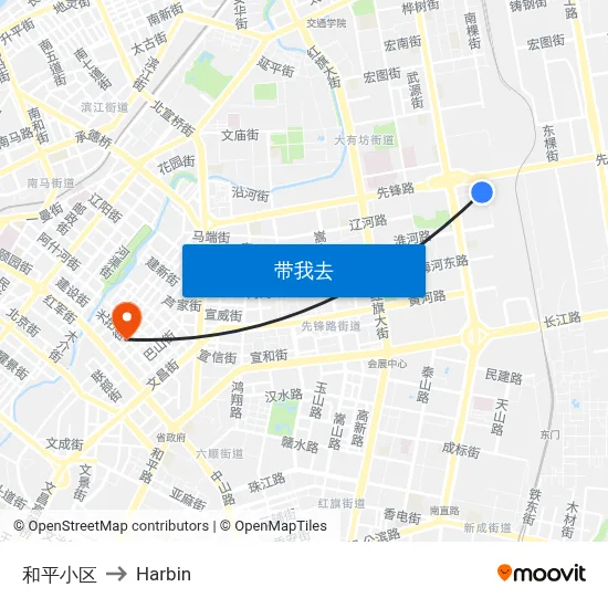 和平小区 to Harbin map