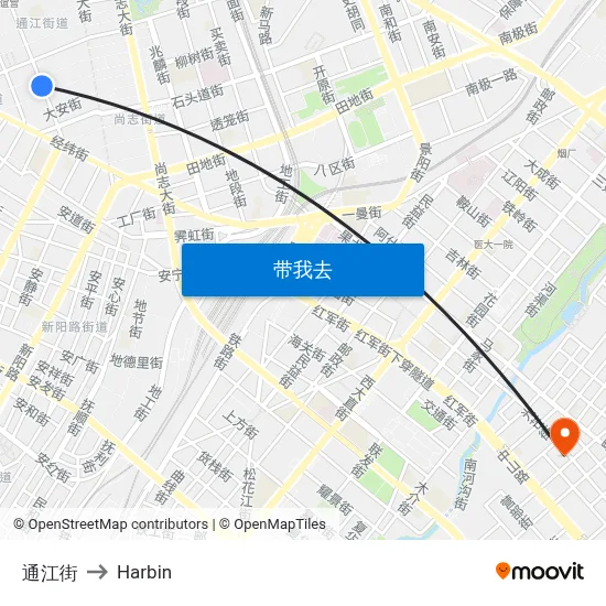 通江街 to Harbin map