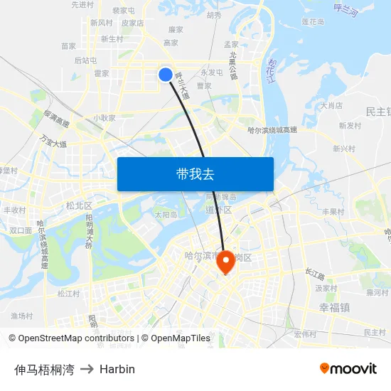 伸马梧桐湾 to Harbin map