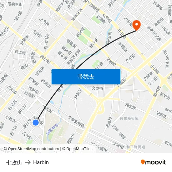 七政街 to Harbin map