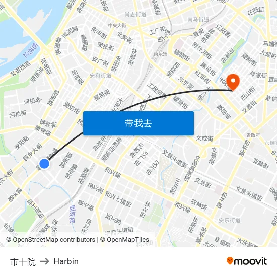 市十院 to Harbin map