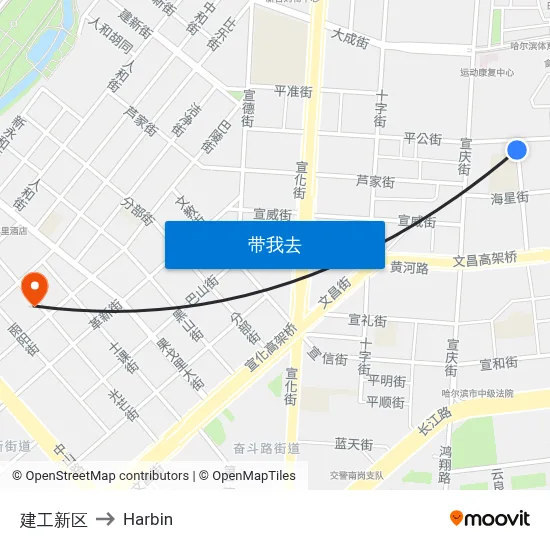 建工新区 to Harbin map