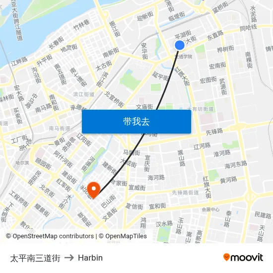 太平南三道街 to Harbin map