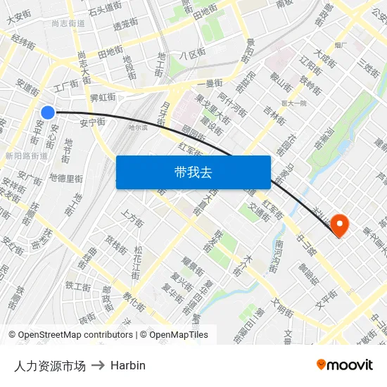 人力资源市场 to Harbin map