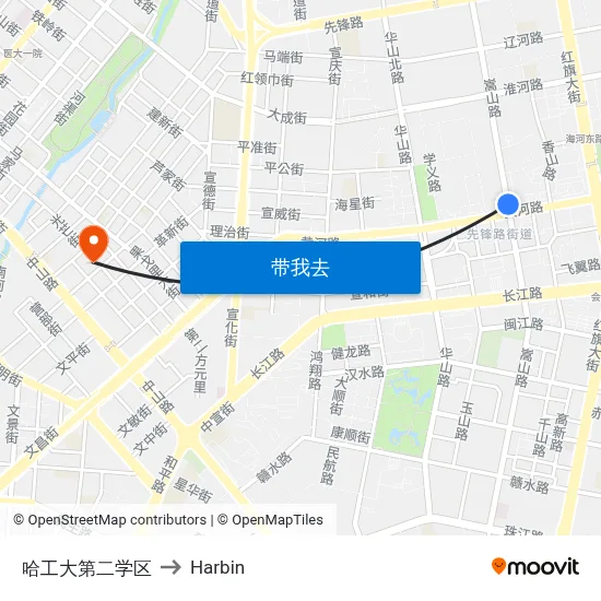 哈工大第二学区 to Harbin map