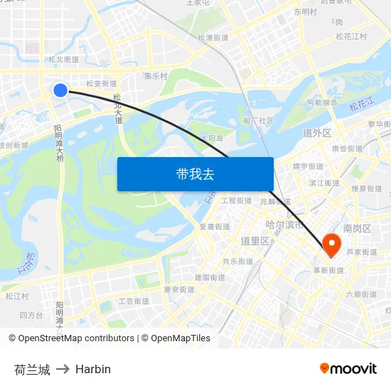 荷兰城 to Harbin map