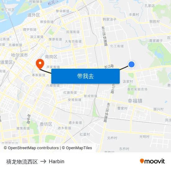 禧龙物流西区 to Harbin map