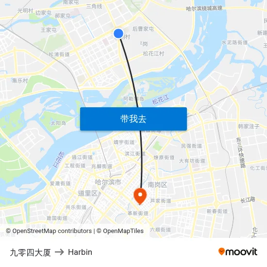 九零四大厦 to Harbin map