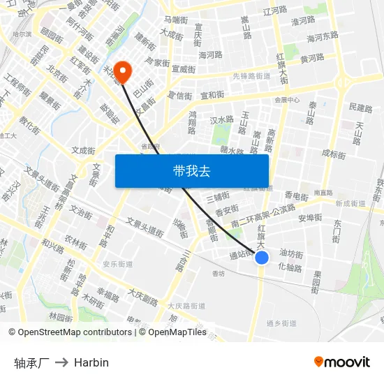 轴承厂 to Harbin map