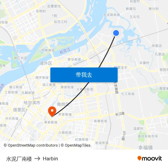 水泥厂南楼 to Harbin map
