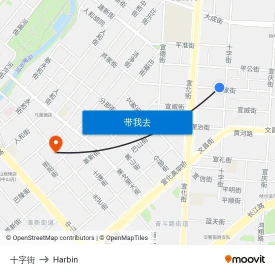 十字街 to Harbin map