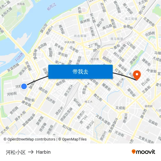 河松小区 to Harbin map