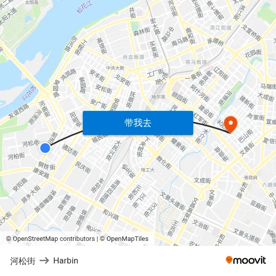 河松街 to Harbin map