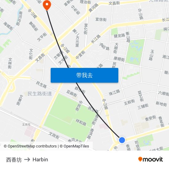 西香坊 to Harbin map