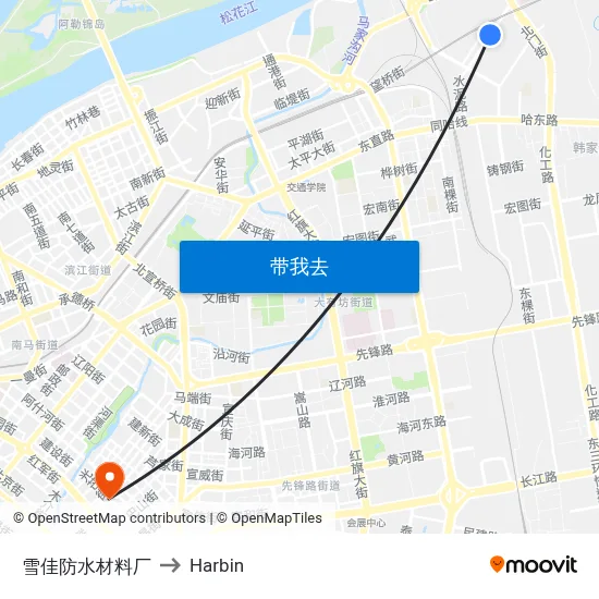 雪佳防水材料厂 to Harbin map