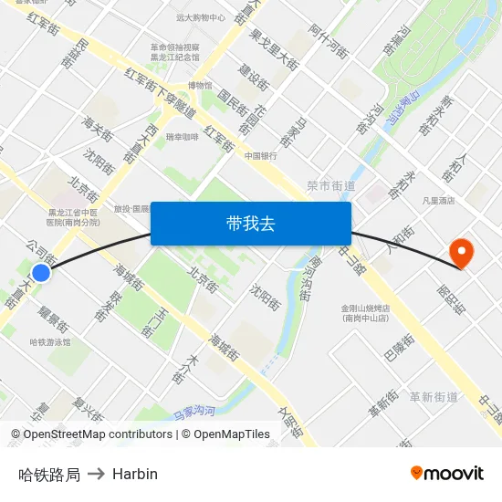哈铁路局 to Harbin map