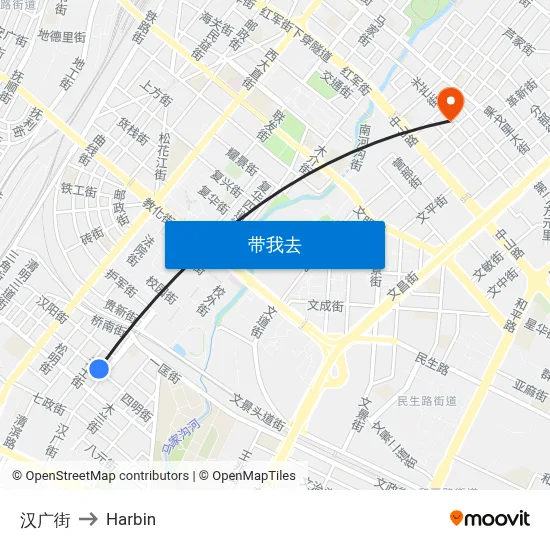 汉广街 to Harbin map