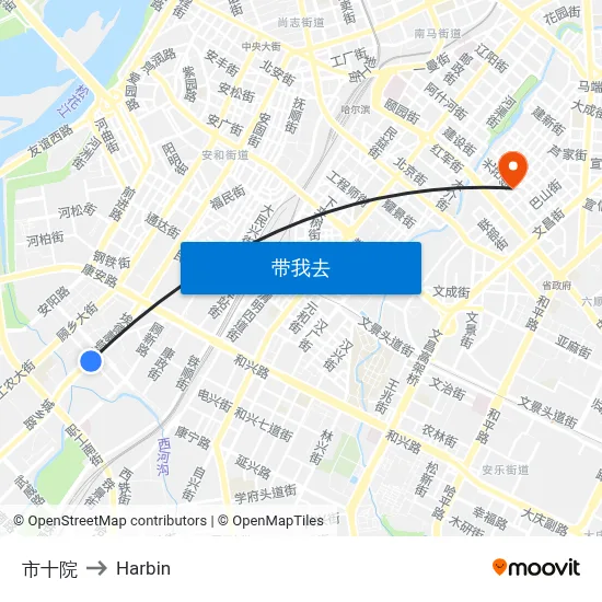 市十院 to Harbin map