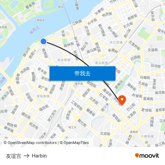 友谊宫 to Harbin map