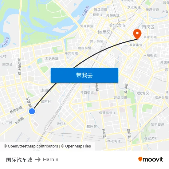 国际汽车城 to Harbin map