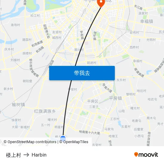 楼上村 to Harbin map